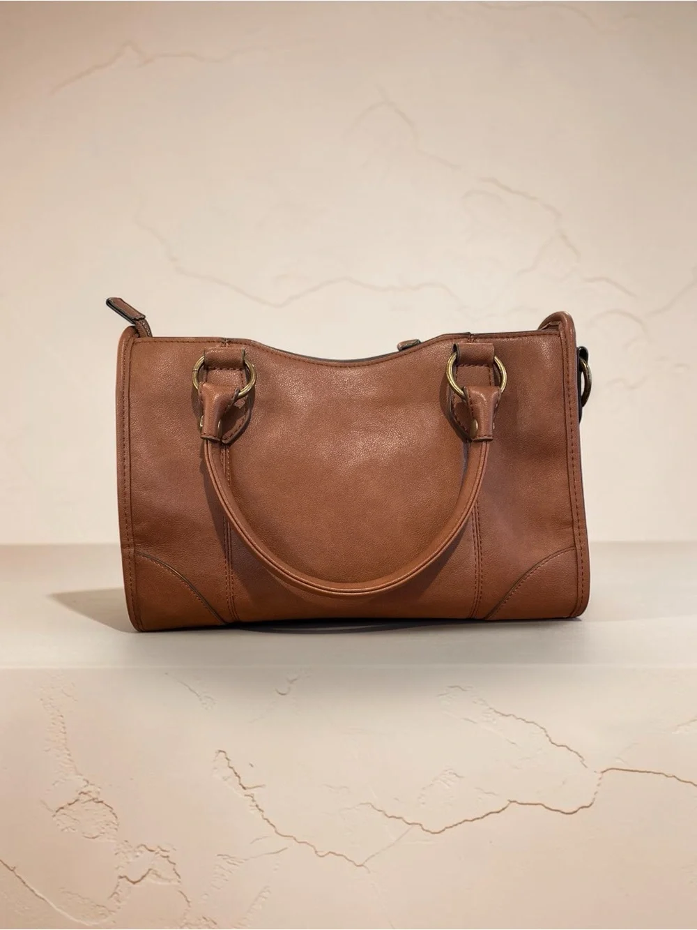 FRYE AND CO. Faux Leather Satchel in Cognac
